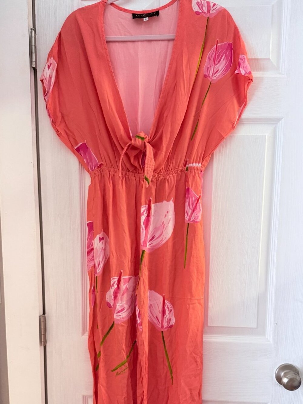 NWOT Lexbreezy anthurium orange jumper sz S